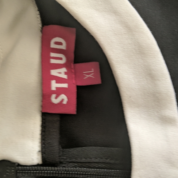 STAUD Dolce Contrast cut-out ponte Maxi dress black & white NWT - Picture 10 of 12